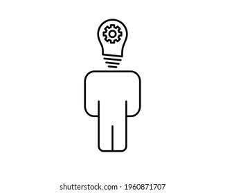 Head line icon with light bulb. Concept of new idea. Idea generation process. simple design editable. Design template vector.