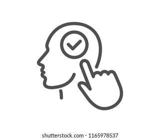 Head line icon. Select user sign. Checkbox symbol. Quality design element. Classic style. Editable stroke. Vector
