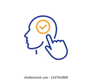 Head line icon. Select user sign. Checkbox symbol. Colorful outline concept. Blue and orange thin line color icon. Select user Vector