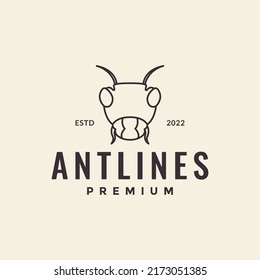 head line insect ant vintage logo design vector graphic symbol icon illustration creative idea