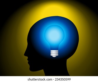 Head line with light bulb modern design template workflow layout, Vector illustration template design. Creative brain Idea and light bulb concept