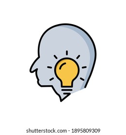 Head lineal color icon with light bulb. Concept of new idea. Idea generation process. simple design editable. Design template vector