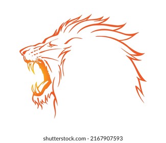 head lion animal icon logo symbol power sign vector modern template style yellow orange colour white background