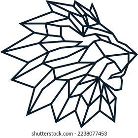 head lion animal logo with polygon style