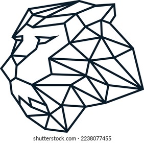 head lion animal logo with polygon style