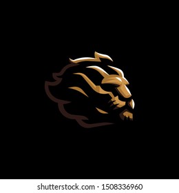 The head of a lion. Calm. Mane fluttering in the wind. Vector illustration.