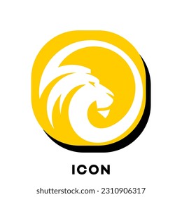 plantilla de vector de diseño de icono de león de cabeza