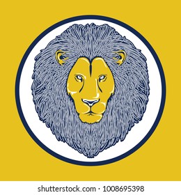 The head of lion color logo. vector illustration.