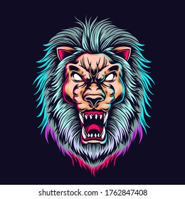 head lion colorfully vector illustrations