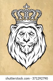 The head of a lion with a crown.