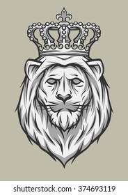 The head of a lion with a crown.