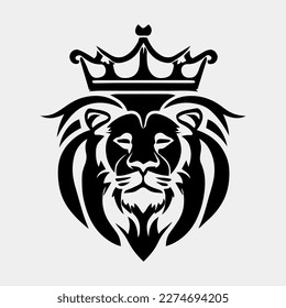 Head of a lion with a crown vector logo