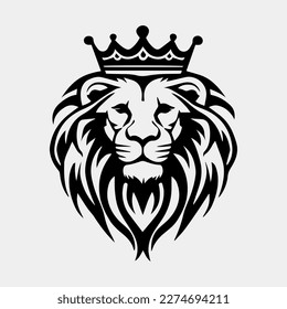 Head of a lion with a crown vector logo