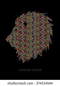 Head Lion designed using colorful mosaic pattern graphic vector.