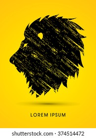 Head Lion designed using grunge brush graphic vector.
