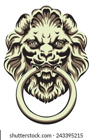The head of a lion -  door handle. Vector illustration.