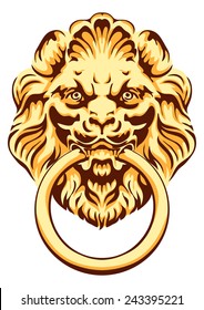 The head of a lion -  door handle. Vector illustration.