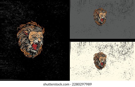 head lion with fang vector mascot design