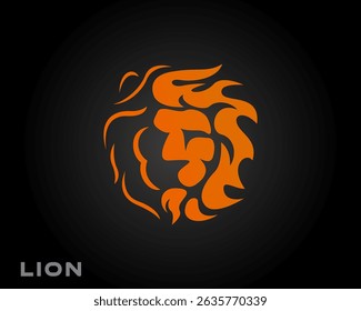 head lion flying hair art style logo design template illustration inspiration