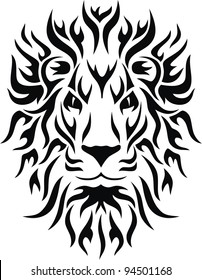 Head of a lion in the form of the stylised tattoo