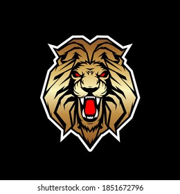 Head lion gold logo design Vector
