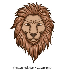 Head of a Lion. Hand drawn vector illustration of head a lion. Good for mascot logo, label, sticker, printing, t-shirt design etc.