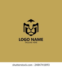 head lion hexagon logo design vector