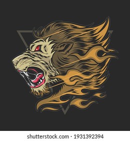 the head of the lion howled in anger and he had hair of fire. artwork vector editable layers
