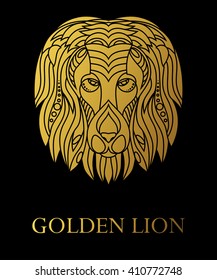 The head of a lion .icon, logo in flat style . Lion on isolated background . Vector illustration.