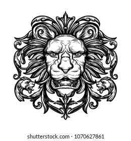 Head of Lion. Isolated vector illustration.