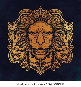 Head of Lion. Isolated vector illustration.