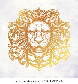 Head of Lion. Isolated vector illustration.