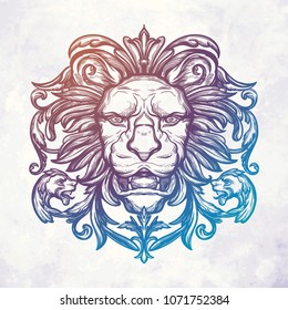 Head of Lion. Isolated vector illustration.