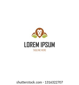 Head Lion Leaf Nature Abstract Illustration Creative Vector Logo