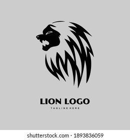 Head lion line art logo.