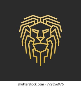Head lion line logo design