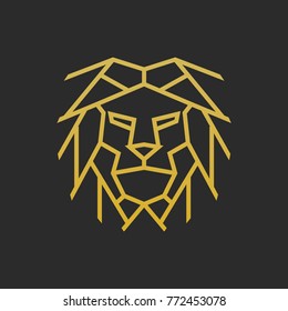 Head lion line logo design
