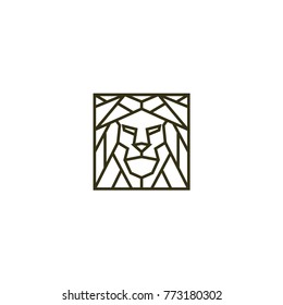 Head lion line logo design