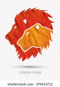 Head Lion and Lioness designed using line grunge brush graphic vector.