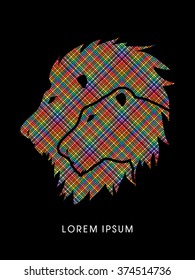 Head Lion and Lioness designed using colorful pixels graphic vector.