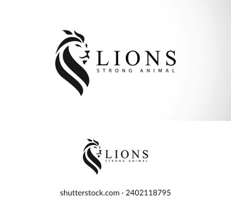 head lion logo creative animal design strong emblem logo black vector