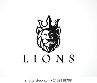 head lion logo creative animal design strong emblem logo black vector