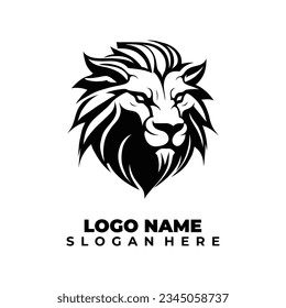 Head Lion Logo Design With Black Object Background
