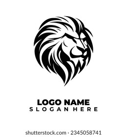 Head Lion Logo Design With Black Object Background