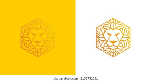 head lion logo design curly