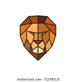 Head of a Lion. Logo template for business. Abstract head. Colorful polygonal style. Vector illustration.