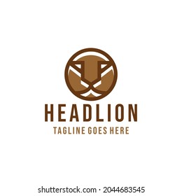 head lion Logo vector design. royal king symbol icon graphic. animal emblem for Company and business