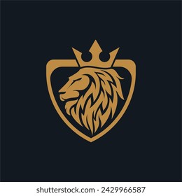 cabeza de un león logo vector oro