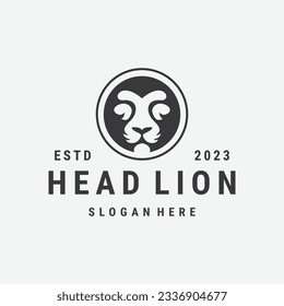 Head lion logo vector icon illustration hipster vintage retro