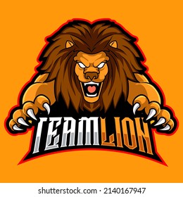 head lion mascot esport logo vector illustration